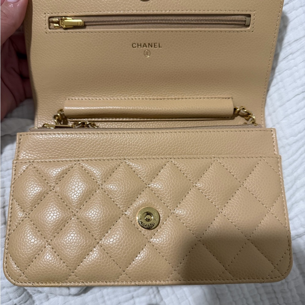 Chanel Tan Wallet on a Chain Like New with Receipt and Box - Picture 3 of 7